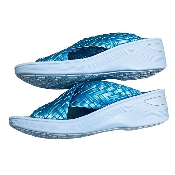 Bzees Dainty Sandals Wedge Braided Cross Band Slide Cloud/Technology Shoes 9 - Picture 4 of 10